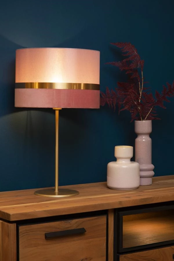 Lucide EXTRAVAGANZA TUSSE - Lampe de table - Ø 30 cm - 1xE14 - Rose - ambiance 2